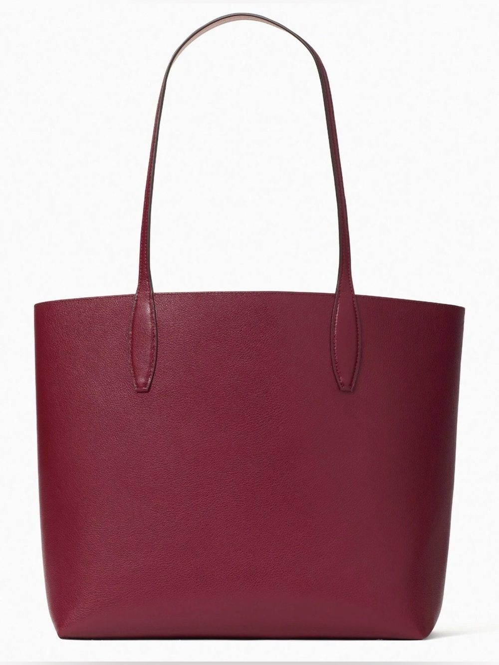 Kate Spade Large Reversible Leather Tote Pale Pink Pouch Burgundy K4742 EUC - Picture 4 of 6